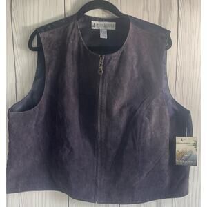 Women's Navy  Marsh Landing Plus Size 1X Button Up Suede Vest NEW